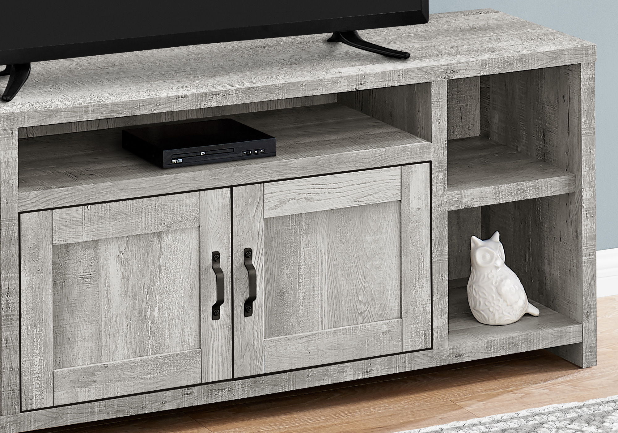 TV STAND - 60"L / GREY RECLAIMED WOOD-LOOK"
